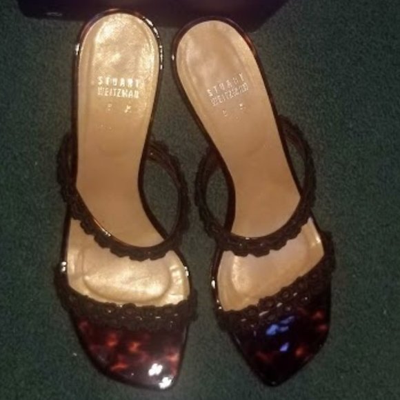 STUART WEITZMAN | Sandal | “Forgetmeknot” | Cognac tartar | Kitten Heel | Size 8 - Picture 4 of 16